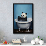 Panda In Bathtube Bathroom Art Funny Panda Painting V2,Framed Canvas Prints,Floating Frame, Wall Art Home Decor