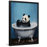 Panda In Bathtube Bathroom Art Funny Panda Painting V2, Painting Art, Framed Art Prints Wall Decor