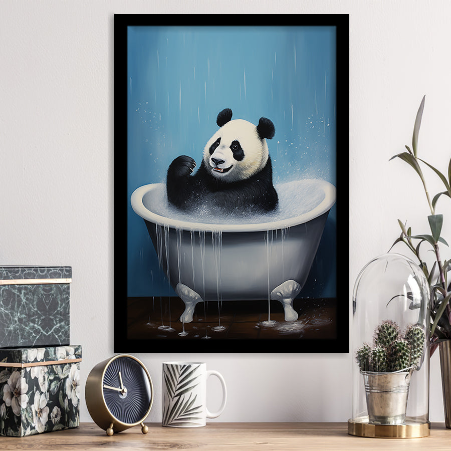 Panda In Bathtube Bathroom Art Funny Panda Painting V2, Painting Art, Framed Art Prints Wall Decor