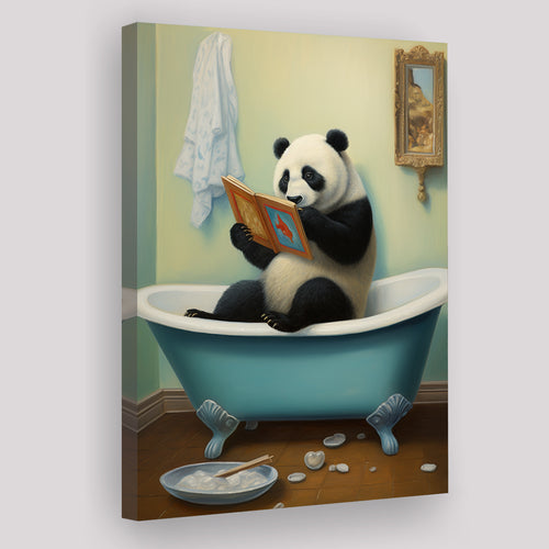 Panda In Bathtube Bathroom Art Funny Panda Painting, Painting Art, Canvas Prints Wall Art Home Decor