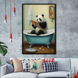 Panda In Bathtube Bathroom Art Funny Panda Painting, Painting Art, Framed Art Prints Wall Decor