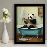 Panda In Bathtube Bathroom Art Funny Panda Painting, Painting Art, Framed Art Prints Wall Decor