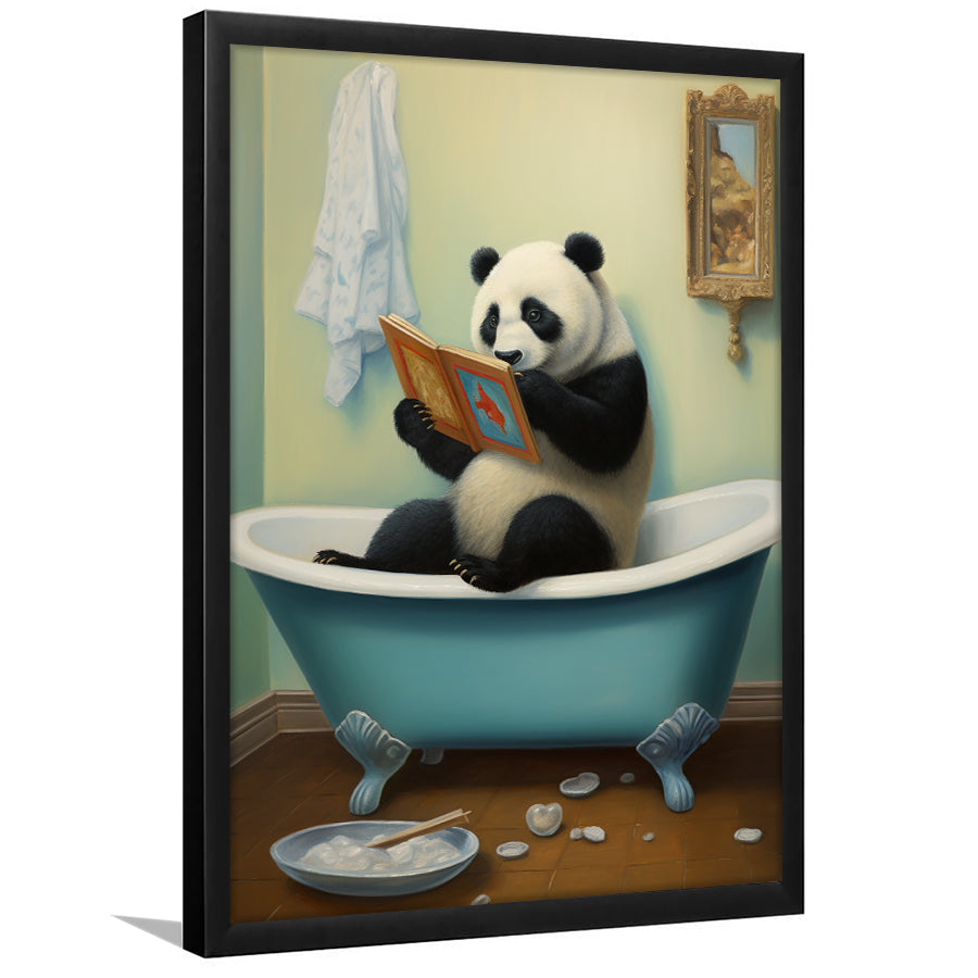 Panda In Bathtube Bathroom Art Funny Panda Painting, Painting Art, Framed Art Prints Wall Decor