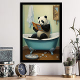 Panda In Bathtube Bathroom Art Funny Panda Painting, Painting Art, Framed Art Prints Wall Decor
