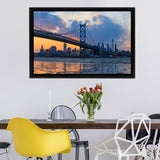Panorama Of Philadelphia Skyline Ben Franklin Bridge Framed Canvas Wall Art - Framed Prints, Prints for Sale, Canvas Painting