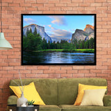 Panorama of the Yosemite Valley at the Merced River Framed Art Prints Wall Decor - Painting Art, Wall Art, Home Decor