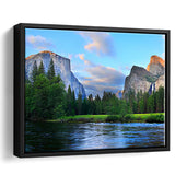 Panorama of the Yosemite Valley at the Merced River Framed Canvas Prints Wall Art - Painting Canvas, Wall Decor, Home Decor