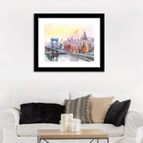 Panoramic View Of New York And Manhattan Bridge  Framed Wall Art - Framed Prints, Art Prints, Home Decor, Painting Prints