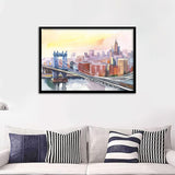 Panoramic View Of New York And Manhattan Bridge  Framed Wall Art - Framed Prints, Art Prints, Print for Sale, Painting Prints