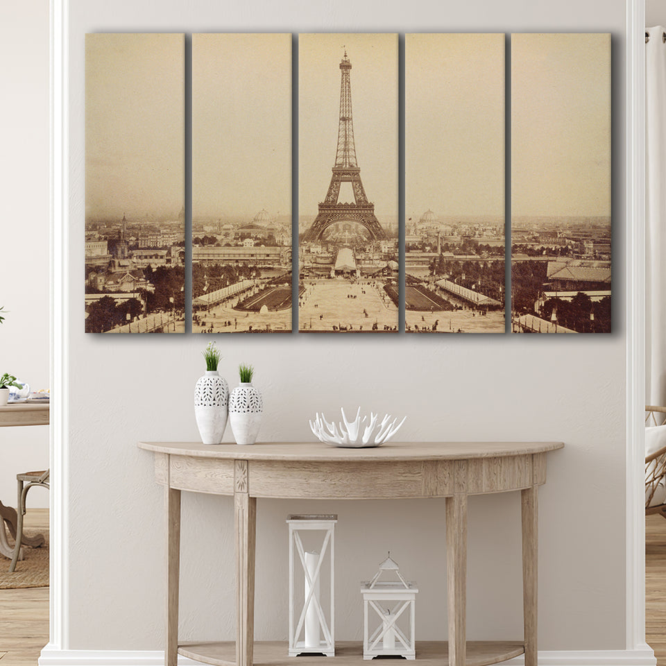 Paris Black And White Print, Eiffel Tower Larger Canvas Art, 5 Piece Canvas Prints Wall Art Decor