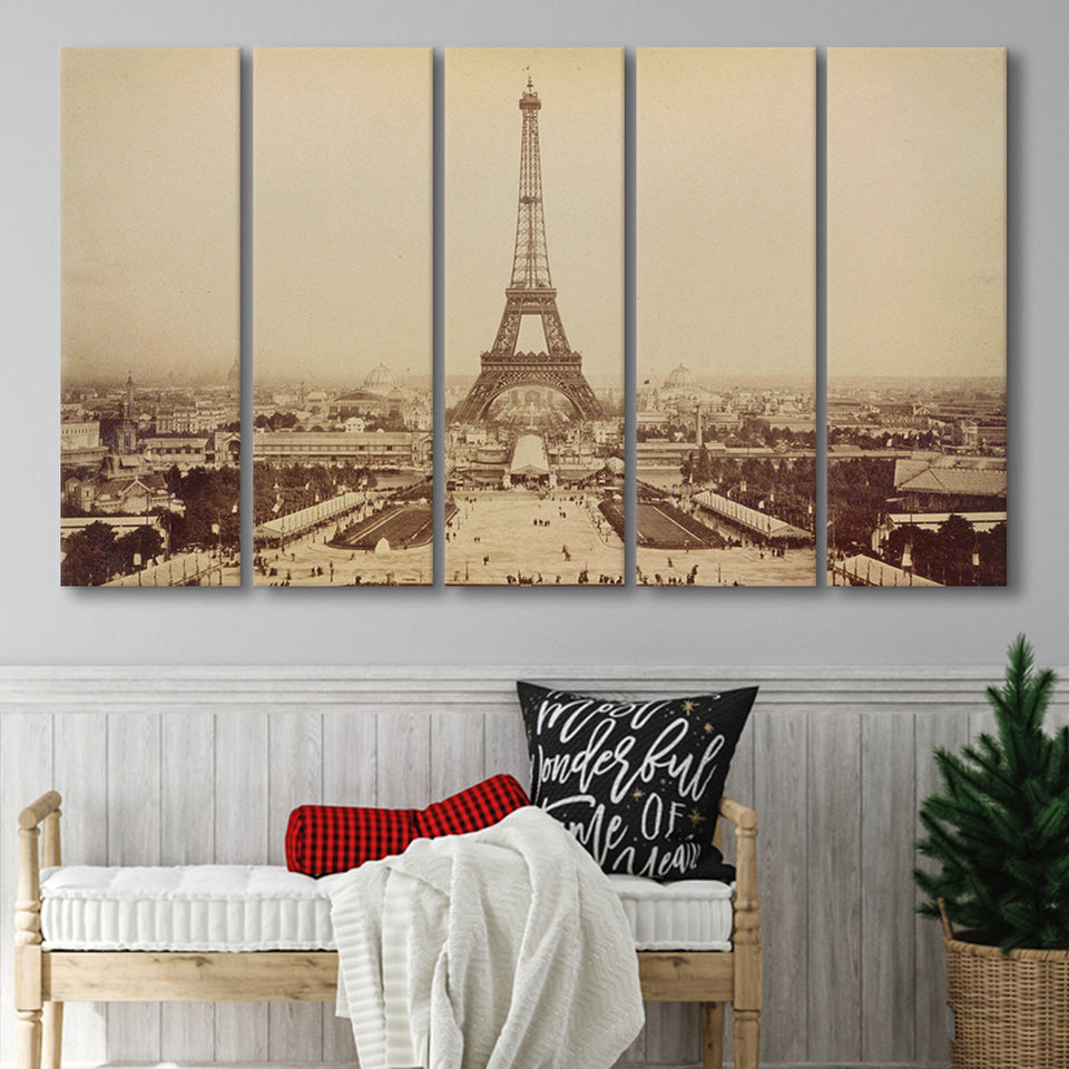 Paris Black And White Print, Eiffel Tower Larger Canvas Art, 5 Piece Canvas Prints Wall Art Decor