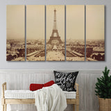 Paris Black And White Print, Eiffel Tower Larger Canvas Art, 5 Piece Canvas Prints Wall Art Decor