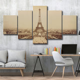 Paris Black And White Print, Eiffel Tower 5 Panels, Canvas Prints Wall Art Decor, Large Canvas Art