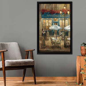 Paris Cafe I Crop Framed Canvas Wall Art - Framed Prints, Prints for Sale, Canvas Painting