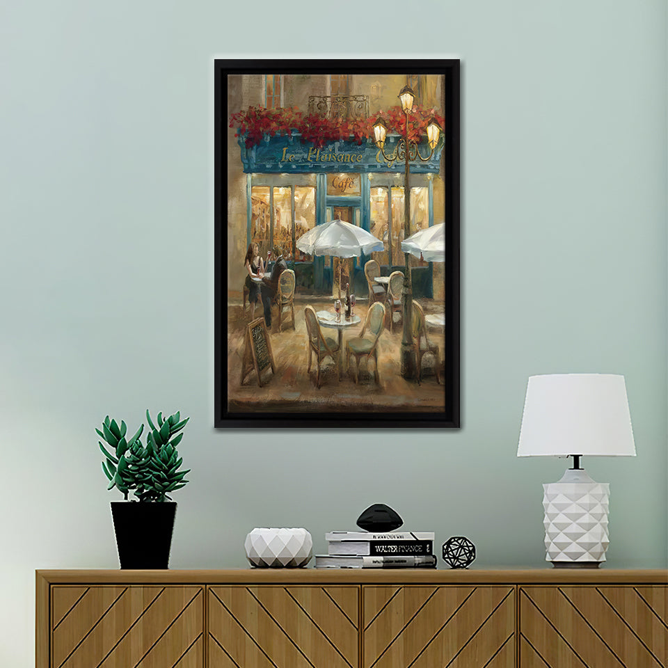 Paris Cafe I Crop Framed Canvas Wall Art - Framed Prints, Prints for Sale, Canvas Painting