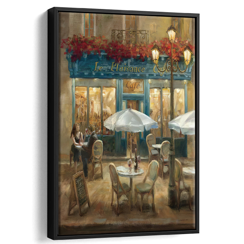 Paris Cafe I Crop Framed Canvas Wall Art - Framed Prints, Prints for Sale, Canvas Painting