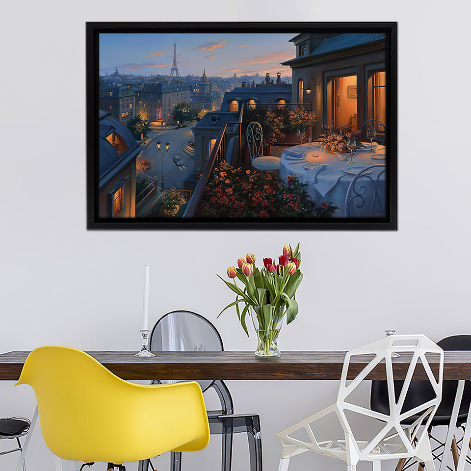 Paris Evening Framed Canvas Wall Art - Framed Prints, Prints for Sale, Canvas Painting