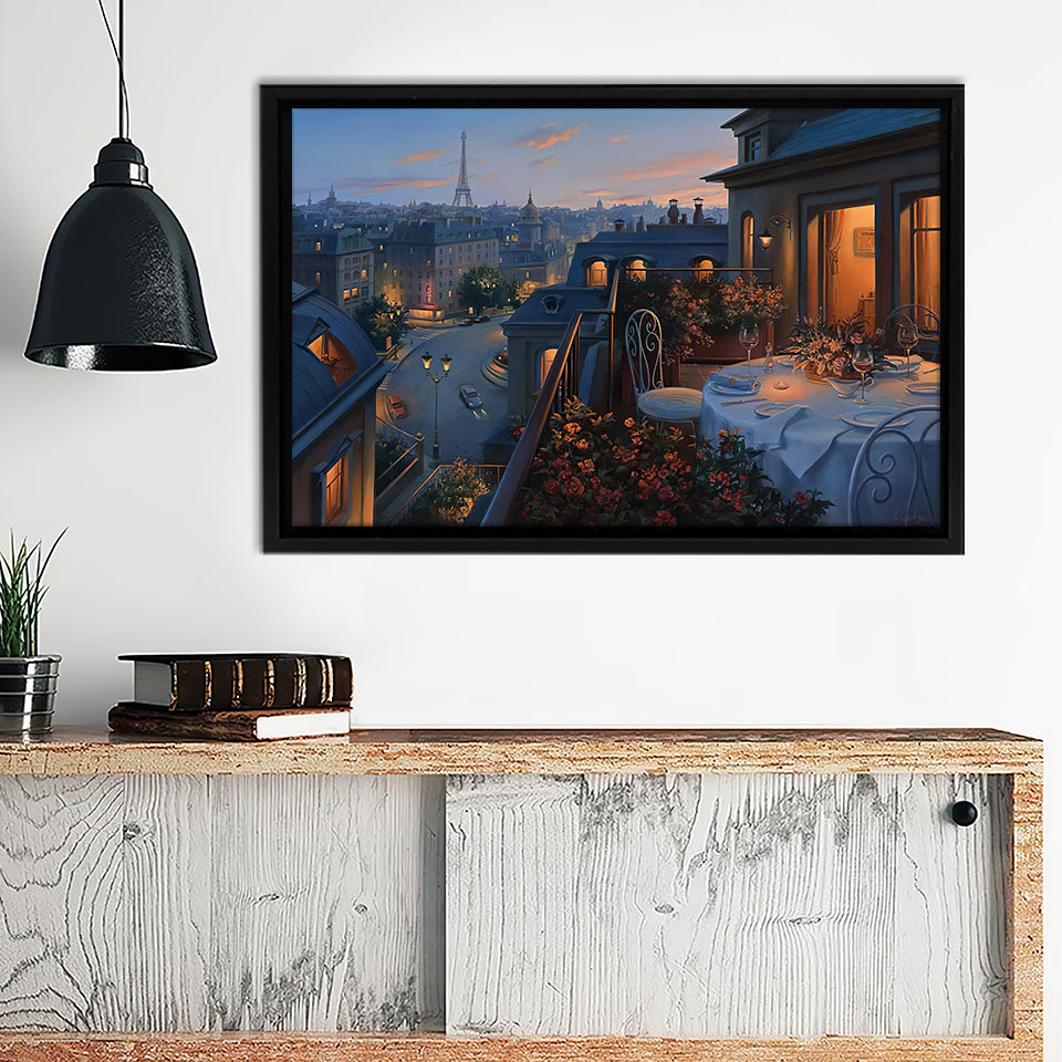 Paris Evening Framed Canvas Wall Art - Framed Prints, Prints for Sale, Canvas Painting