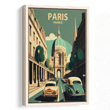 Paris France Retro Art Print, Large Canvas, Framed Canvas Print Wall Art Home Decor, Floating Frame