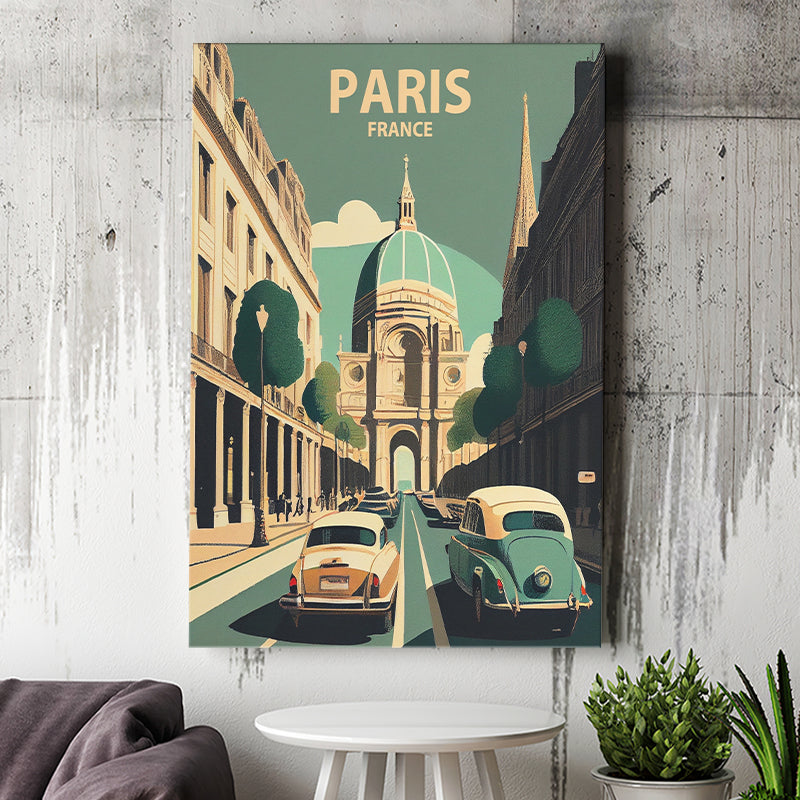 Paris France Retro Art Print ,City Art Print, Large Canvas, Canvas Print Wall Art Home Decor