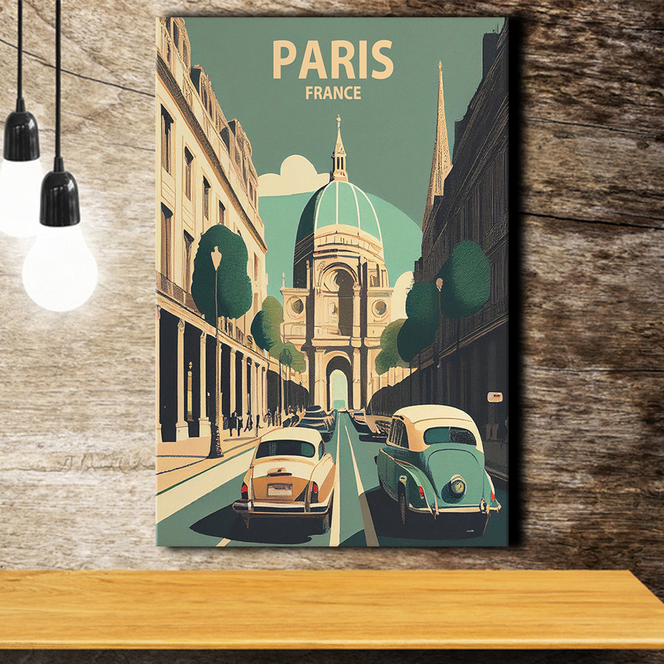 Paris France Retro Art Print ,City Art Print, Large Canvas, Canvas Print Wall Art Home Decor