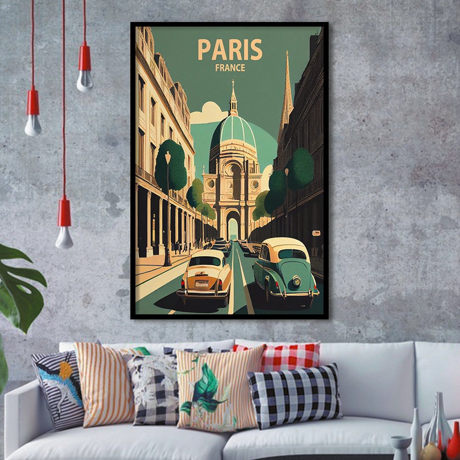 Paris France Retro Art Print, City Art Print, Framed Art Print Wall Art Home Decor, Framed Picture