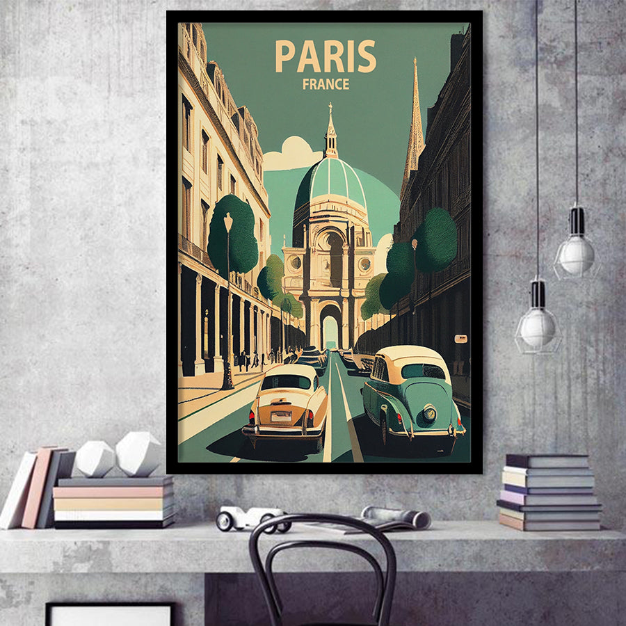 Paris France Retro Art Print, City Art Print, Framed Art Print Wall Art Home Decor, Framed Picture