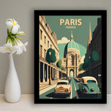 Paris France Retro Art Print, City Art Print, Framed Art Print Wall Art Home Decor, Framed Picture