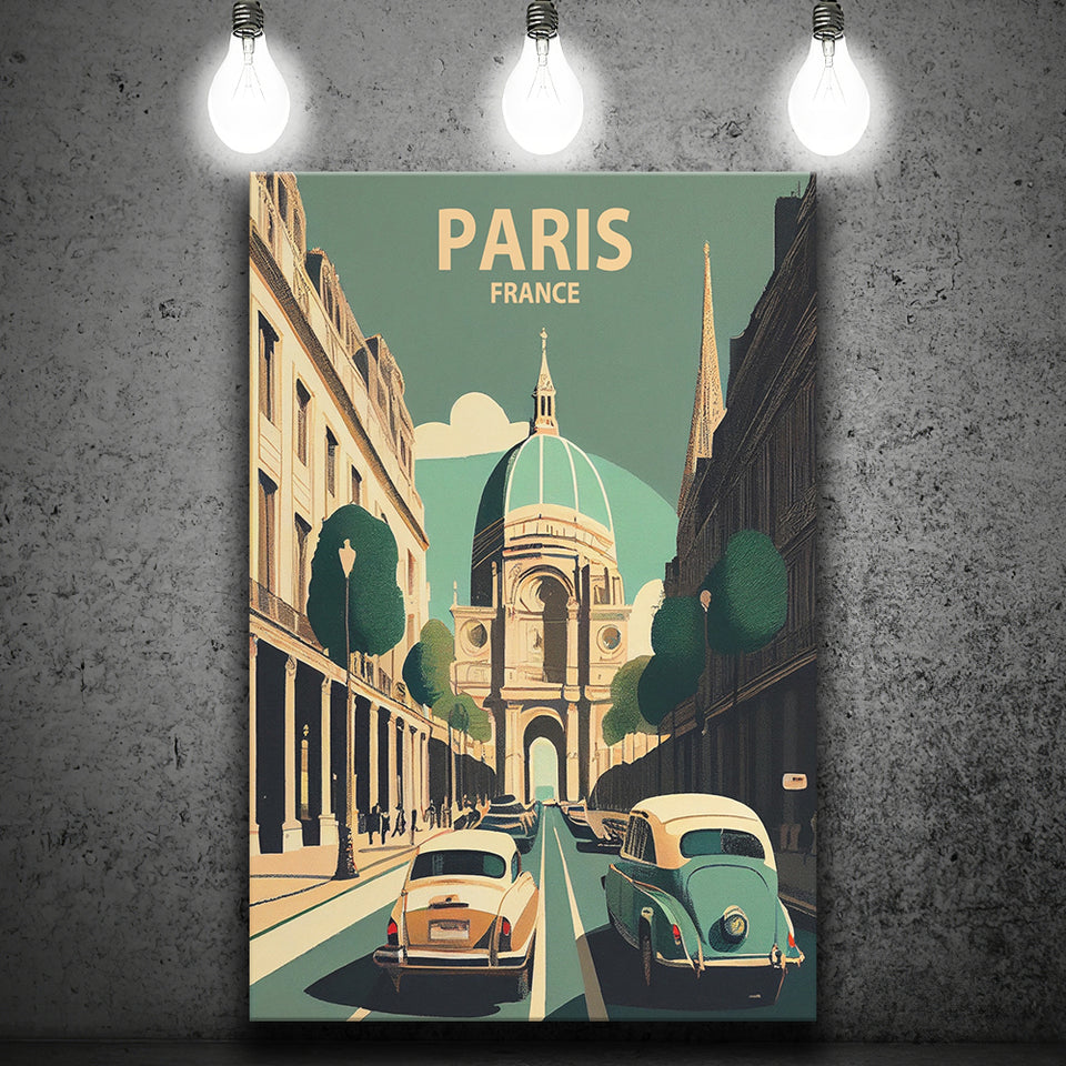 Paris France Retro Art Print ,City Art Print, Large Canvas, Canvas Print Wall Art Home Decor