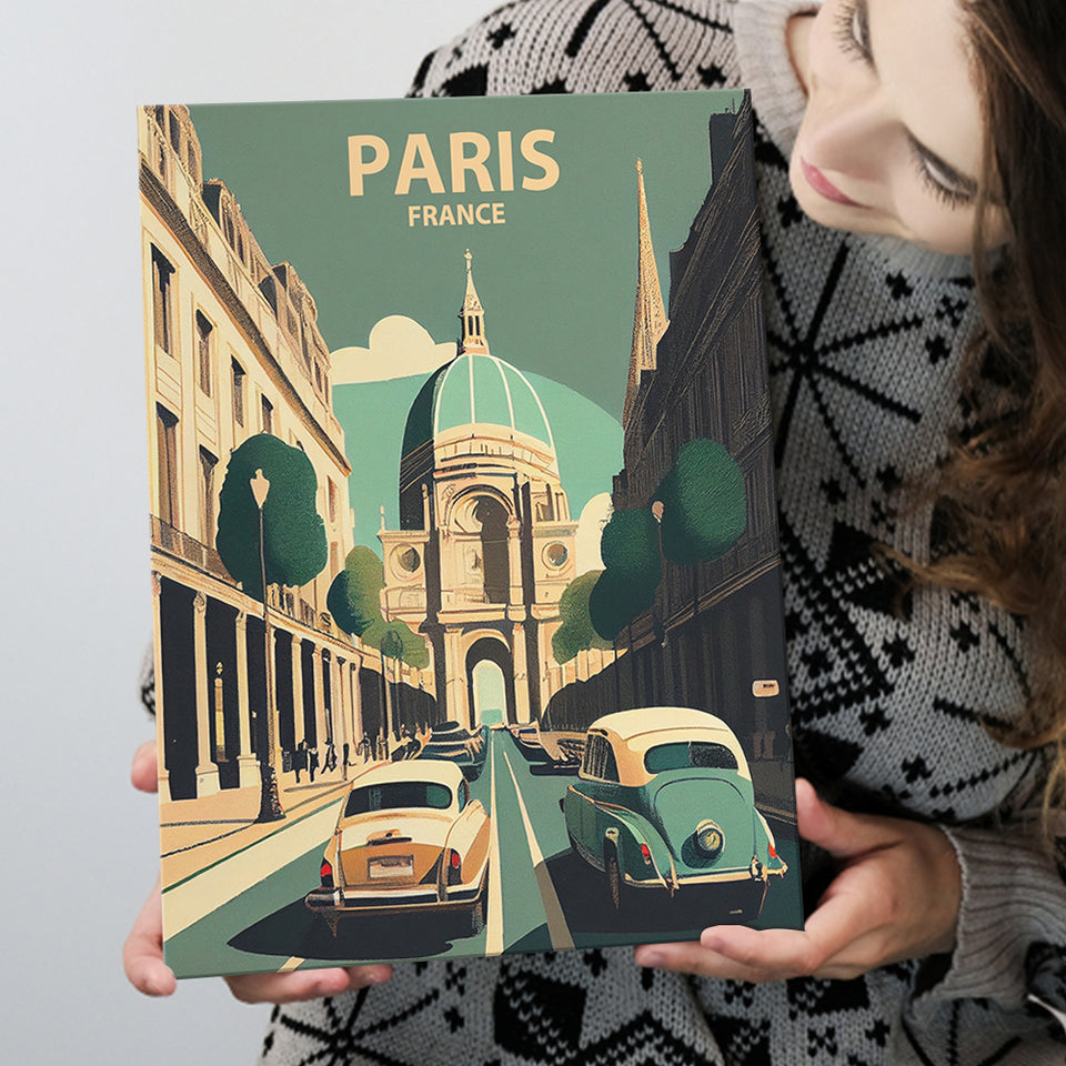 Paris France Retro Art Print ,City Art Print, Large Canvas, Canvas Print Wall Art Home Decor