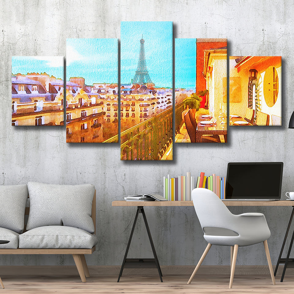Paris Oil Painting, Paris Romatic Black & White  Multi Panels,Canvas Prints Wall Art Home Decor