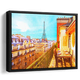 Paris Oil Painting, Paris Romatic Black & White  Framed Canvas Prints Wall Art Decor, Black Floating Frame