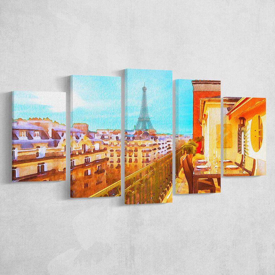 Paris Oil Painting, Paris Romatic Black & White  Multi Panels,Canvas Prints Wall Art Home Decor