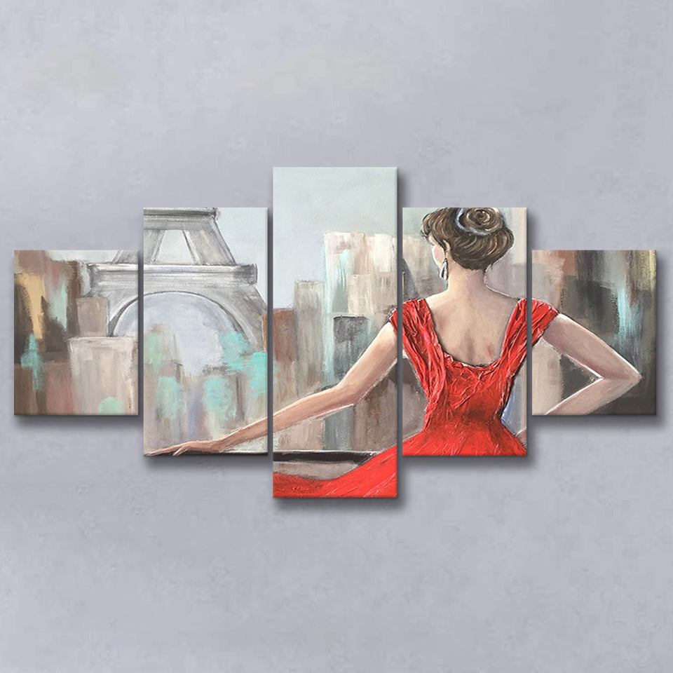 Paris Oil Painting Summer Cafe in Paris Romantic Multi Panels,Canvas Prints Wall Art Home Decor