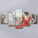 Paris Oil Painting Summer Cafe in Paris Romantic Multi Panels,Canvas Prints Wall Art Home Decor
