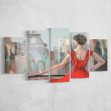 Paris Oil Painting Summer Cafe in Paris Romantic Multi Panels,Canvas Prints Wall Art Home Decor