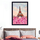 Paris France Eiffel Tower And Cherry Blossom Framed Wall Art - Framed Prints, Print for Sale, Painting Prints, Art Prints
