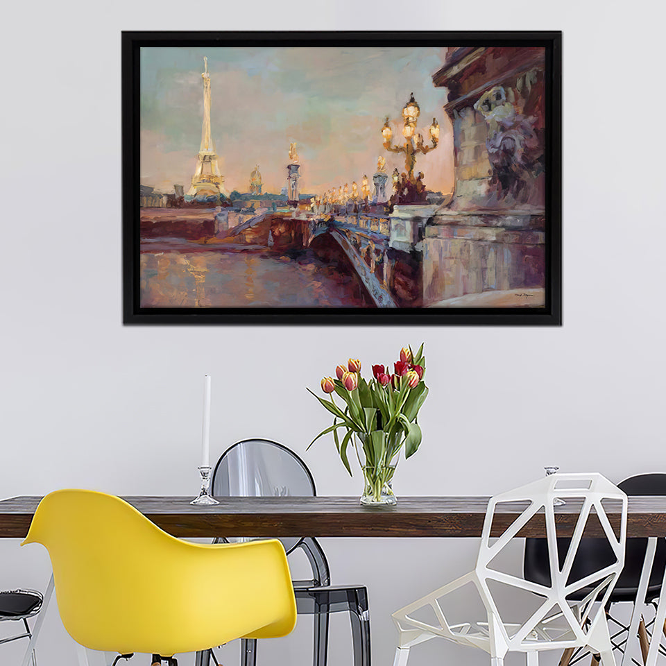 Parisian Evening Crop Framed Canvas Wall Art - Framed Prints, Prints for Sale, Canvas Painting
