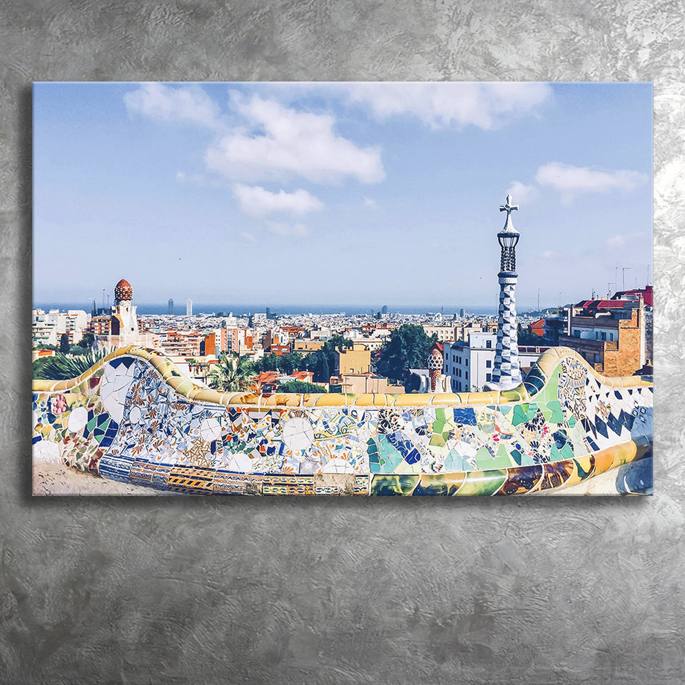 Park Guell In Barcelona, Barcelona Canvas Prints Wall Art Home Decor - Painting Canvas, Ready to hang