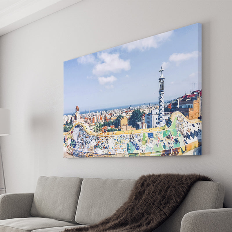 Park Guell In Barcelona, Barcelona Canvas Prints Wall Art Home Decor - Painting Canvas, Ready to hang