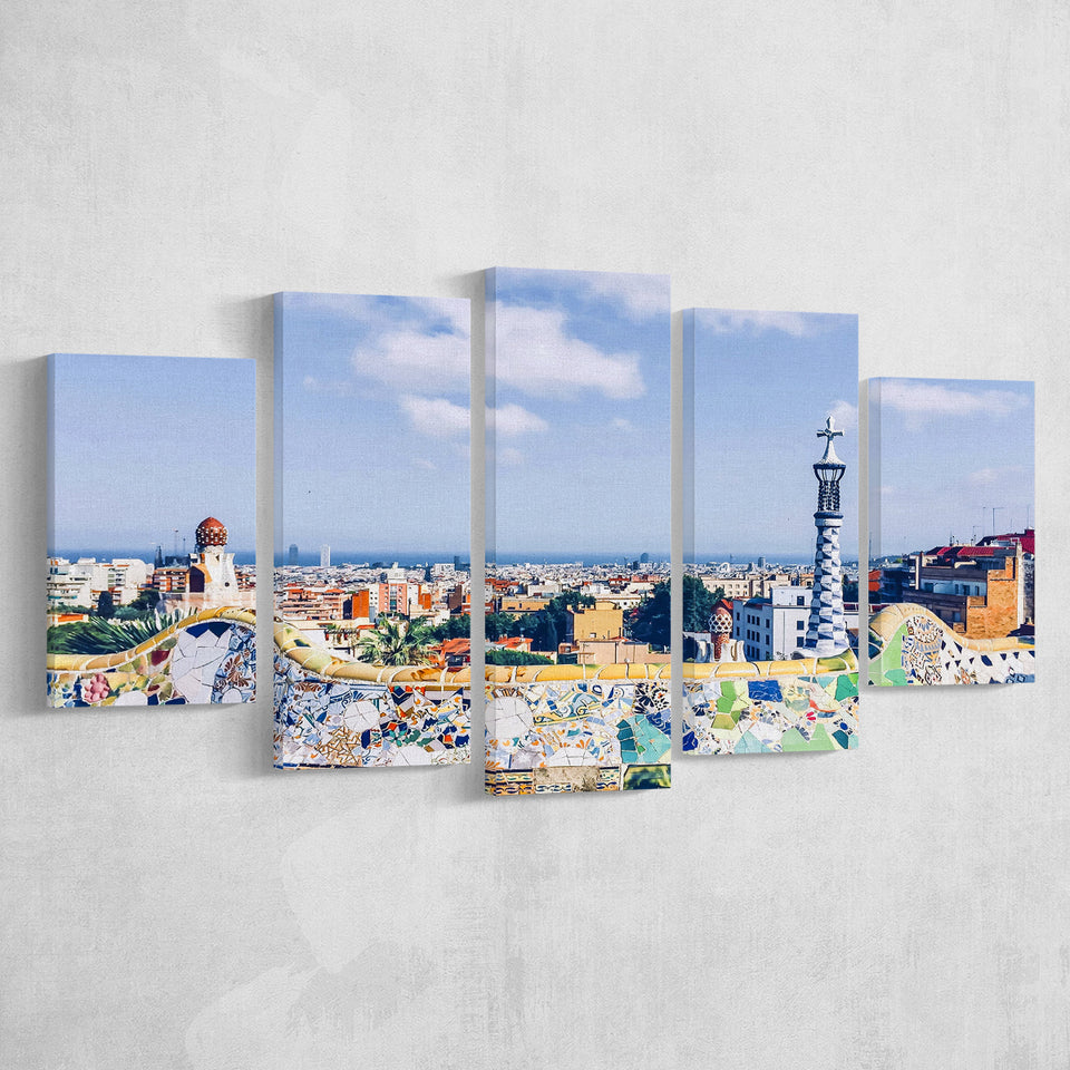 Park Guell In Barcelona, Barcelona Multi Panels,Canvas Prints Wall Art Home Decor