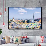 Park Guell In Barcelona, Barcelona Framed Art Prints Wall Art Decor,Black Frame, Ready to hang