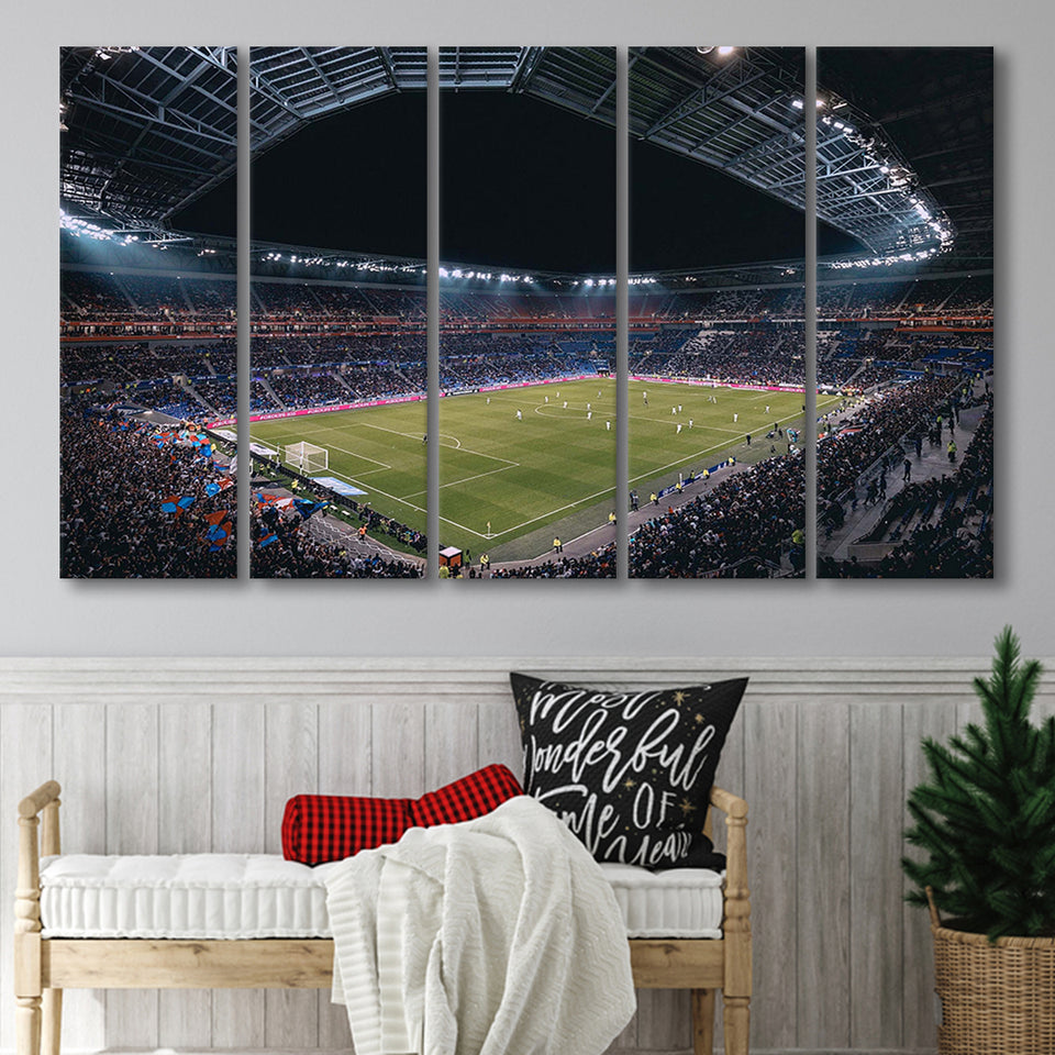 Park Olympique Lyonnais Stadium Canvas Prints Olympique Lyon Wall Art,Multi Panels B,Sport Stadium Art Prints, Fan Gift