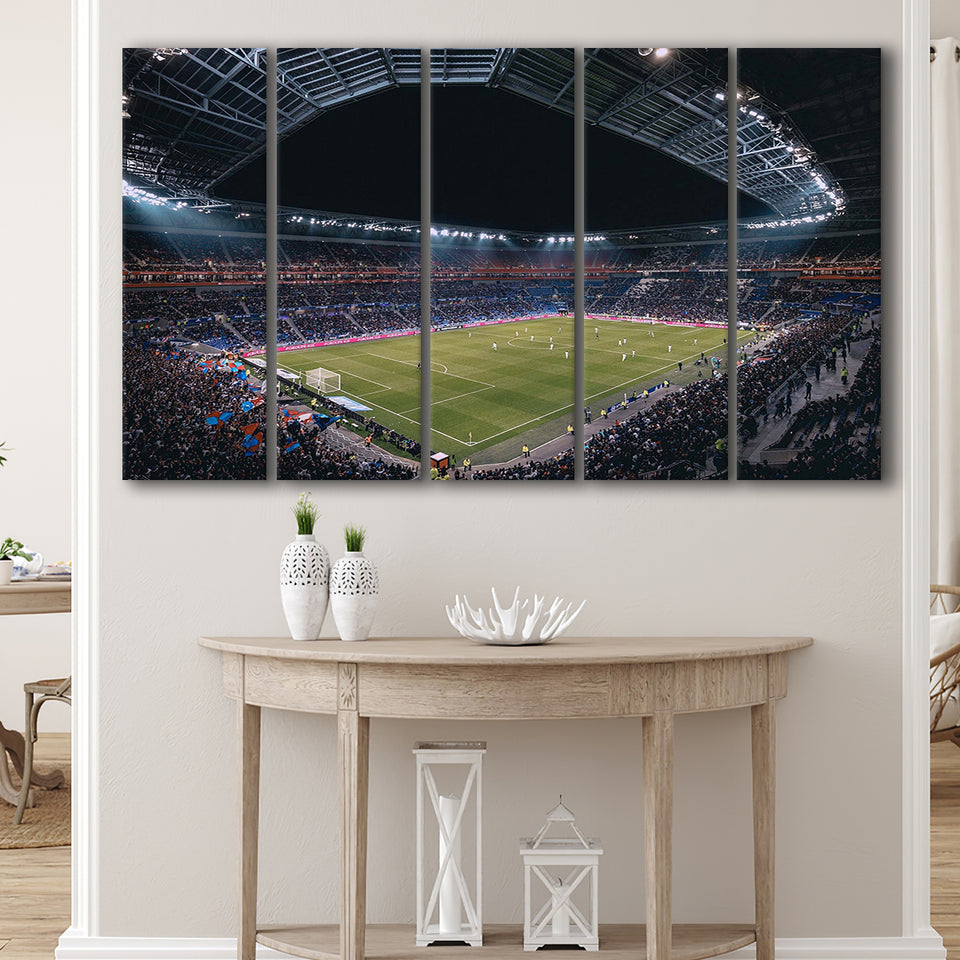 Park Olympique Lyonnais Stadium Canvas Prints Olympique Lyon Wall Art,Multi Panels B,Sport Stadium Art Prints, Fan Gift