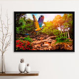 Parrot Jungle Framed Canvas Prints Wall Art Decor, Framed Picture, Floating Frame