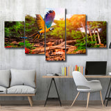 Parrot Jungle 5 Piece Canvas Prints Wall Art Decor, Multi Panels, Mixed Canvas