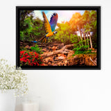 Parrot Jungle Framed Canvas Prints Wall Art Decor, Framed Picture, Floating Frame