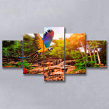 Parrot Jungle 5 Piece Canvas Prints Wall Art Decor, Multi Panels, Mixed Canvas
