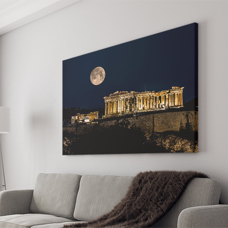 Parthenon of Athens at Night Greece Canvas Prints Wall Art - Painting Canvas, Wall Decor, Home Decor, Prints for Sale