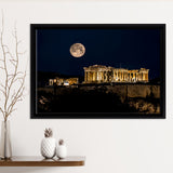 Parthenon of Athens at Night Greece Framed Canvas Prints Wall Art - Painting Canvas, Wall Decor, Home Decor